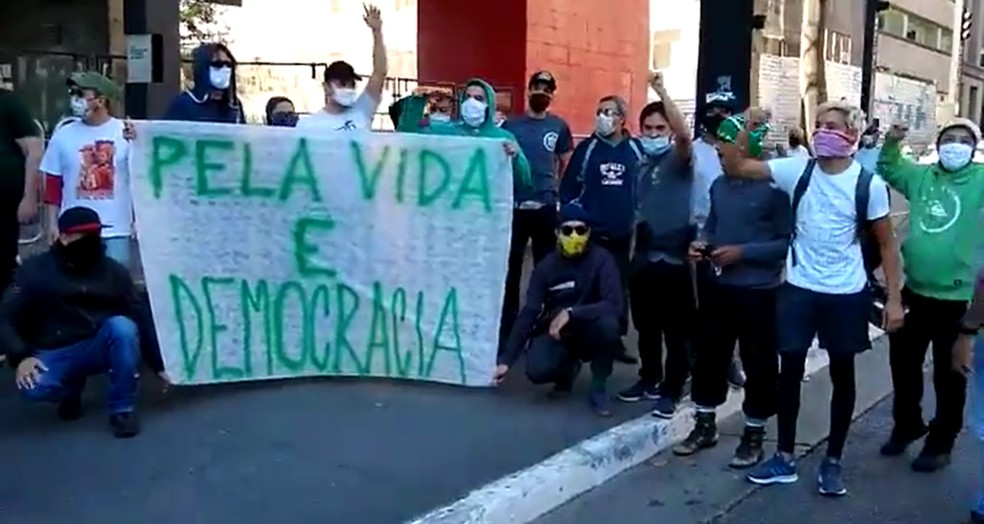 Torcedores do Palmeiras em ato pró-democracia — Foto: Reprodução / Redes Sociais